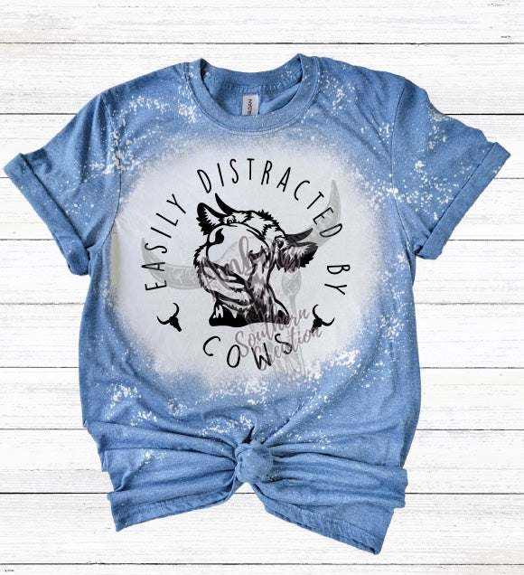 Easily Distracted by Cows   Bleached T-shirts