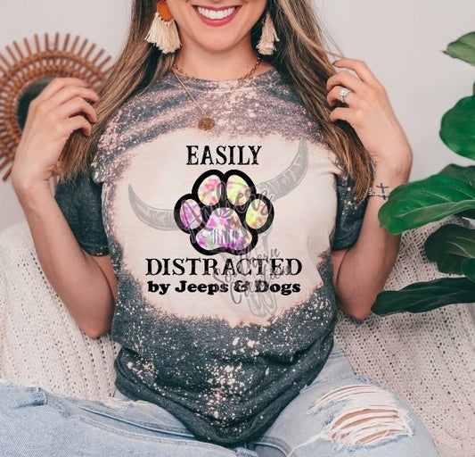 Easily Distracted by dogs - Bleached T-shirt