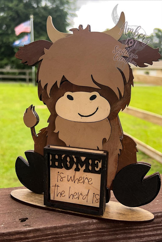 Home is where the herd is.. -MINI Standing Highland Cow
