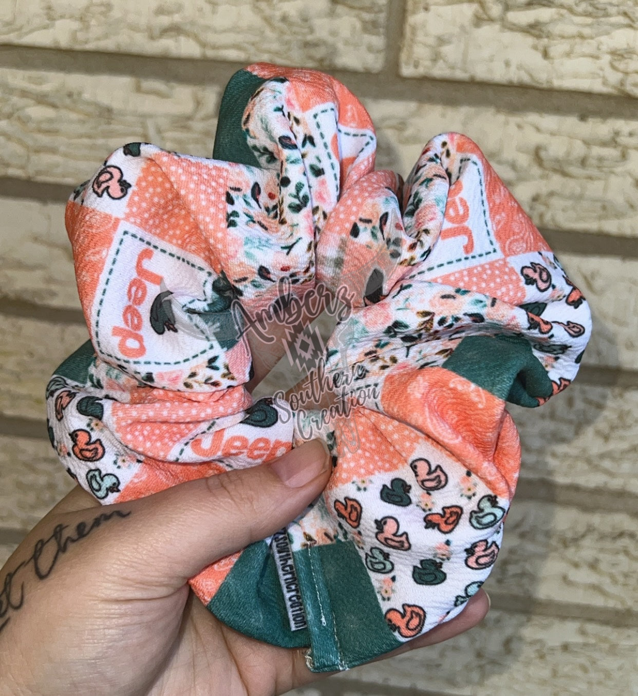 OFF ROAD DUCK -patchwork Scrunchie