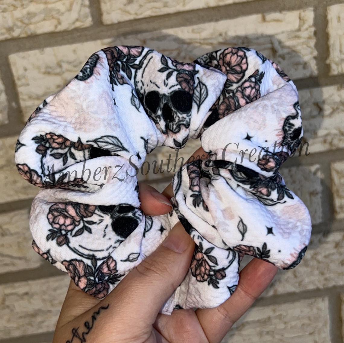 Floral Skull Scrunchie
