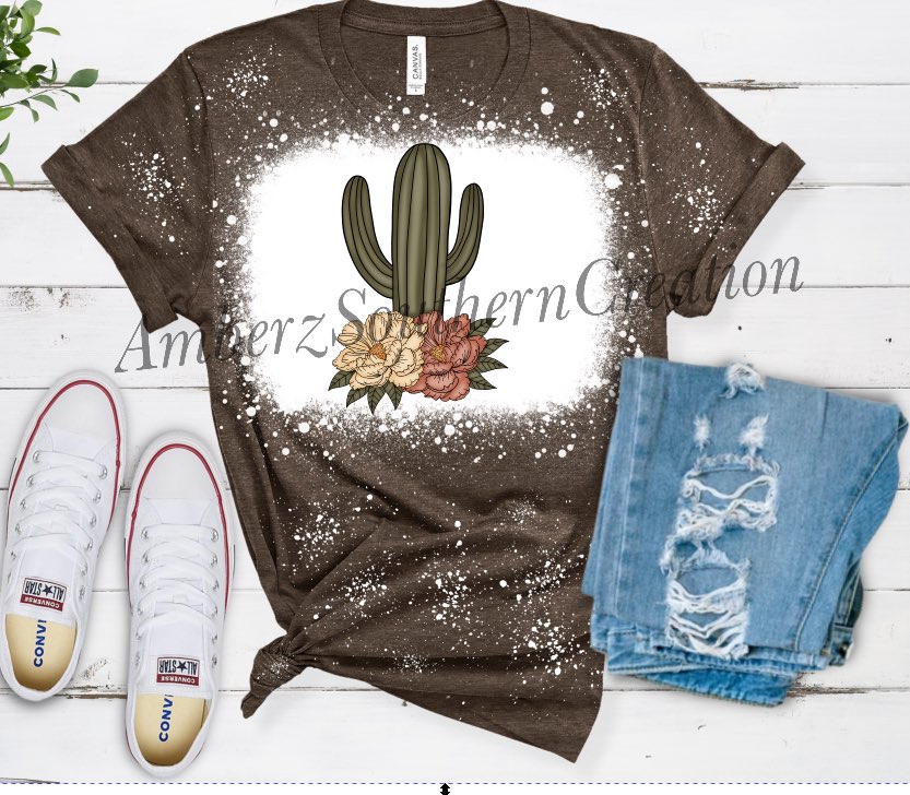 Floral Cactus  Bleached T-shirt