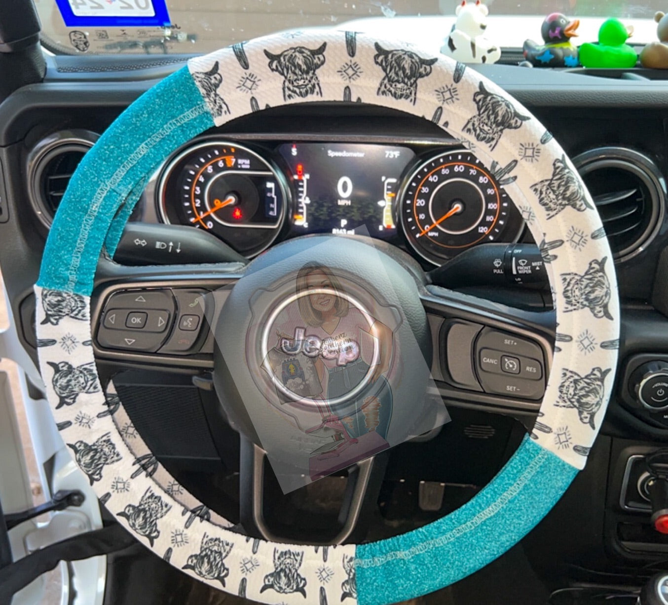 Highland Cow Steering Wheel Cover